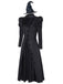 2PCS Schwarz 1940er Gothic Wicked-Inspiriert Elphaba Hexenkostüm mit Hut