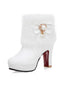 Weißes Spitz Zulaufende High Heels Pelzschleife