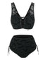 Schwarz 1980er Träger Fledermäuse Netz Gothic Bikini Set