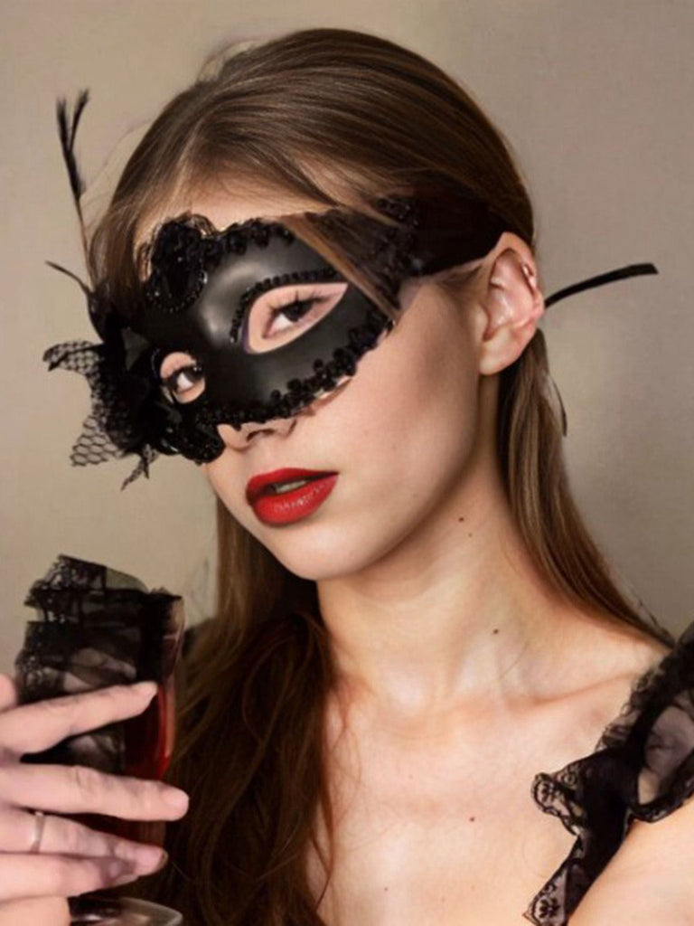 Vintage Elegant Feder Netz Augenmaske