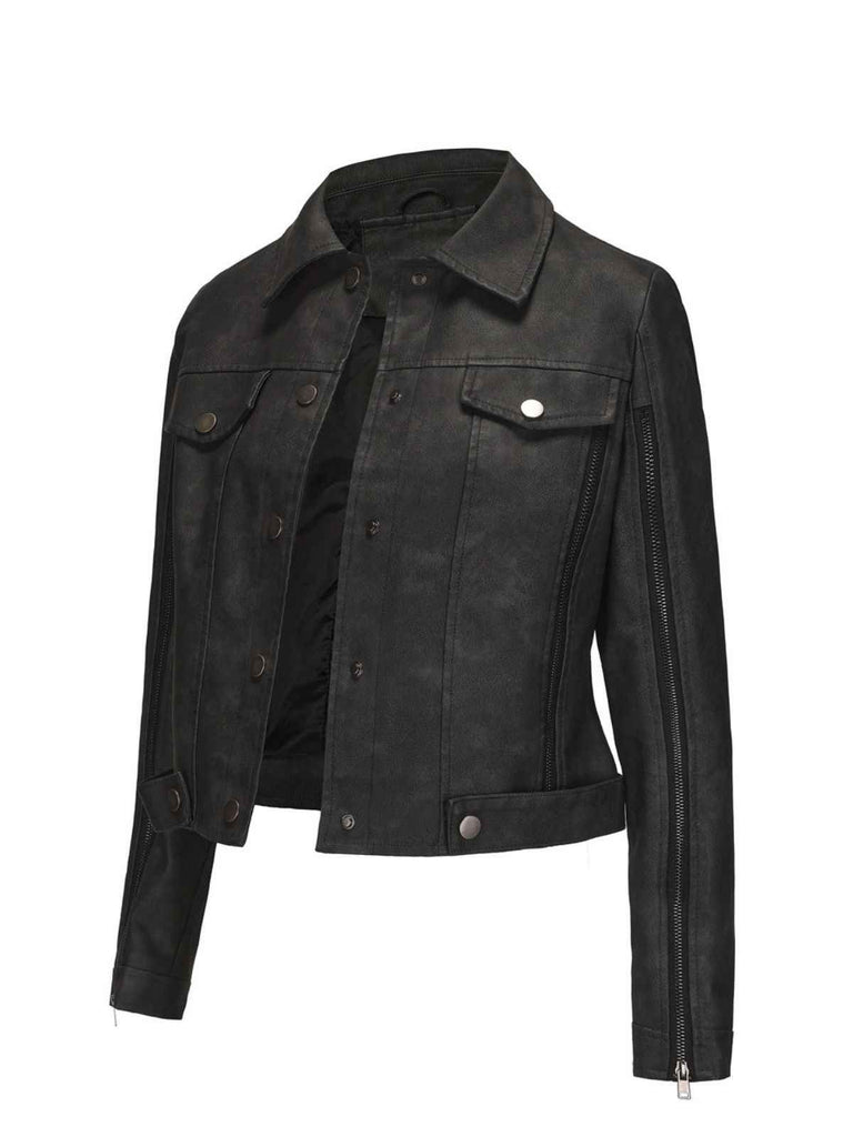 1960s Leder Multi-Zip Moto Jacke