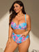 [Übergröße] Rosa & Blau Muschel Druck Bikini Set