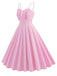 1950er Spaghetti Träger Plaids Tasten Swing Kleid