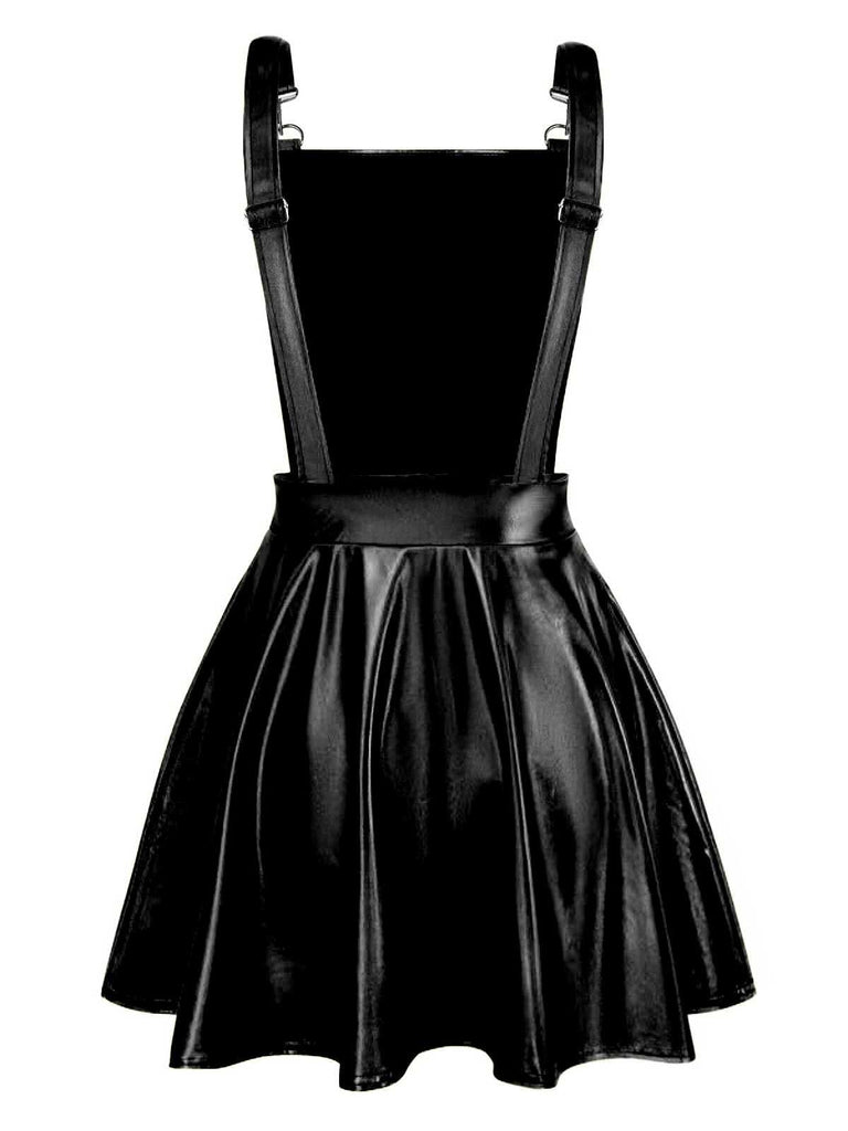 Blau 1970er Metallisch Holographic Suspender Kleid