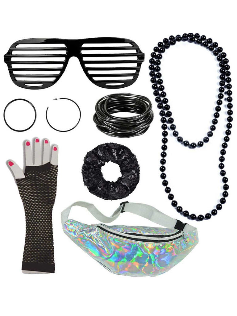 1980er Retro Kostüm Bunt Zubehör Set