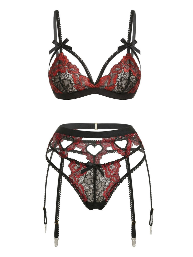 1960er Spitze Herz Design Dessous Set