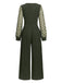 Olivgrün 1950er V-Ausschnitt Polka Dot Transparentärmel Jumpsuit