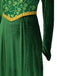 Grün 1930er Shrek im Mittelalterlichen Stil Stickerei Kleid