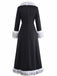 Schwarz 1930er Faux Pelzbesatz Maxi Mantel