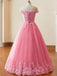 Rosa 1930er Glinda Wicked Schulterfrei Spitze Netz Ball Kleid