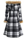 1940er Plaid Toggle Kunstpelzbesatz Hooded Mantel