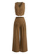 2-teiliges Set: Braune Weste mit V-Ausschnitt und weite Hose im Stil der 1940er Jahre – Vintage-Mode, Retro-Stil