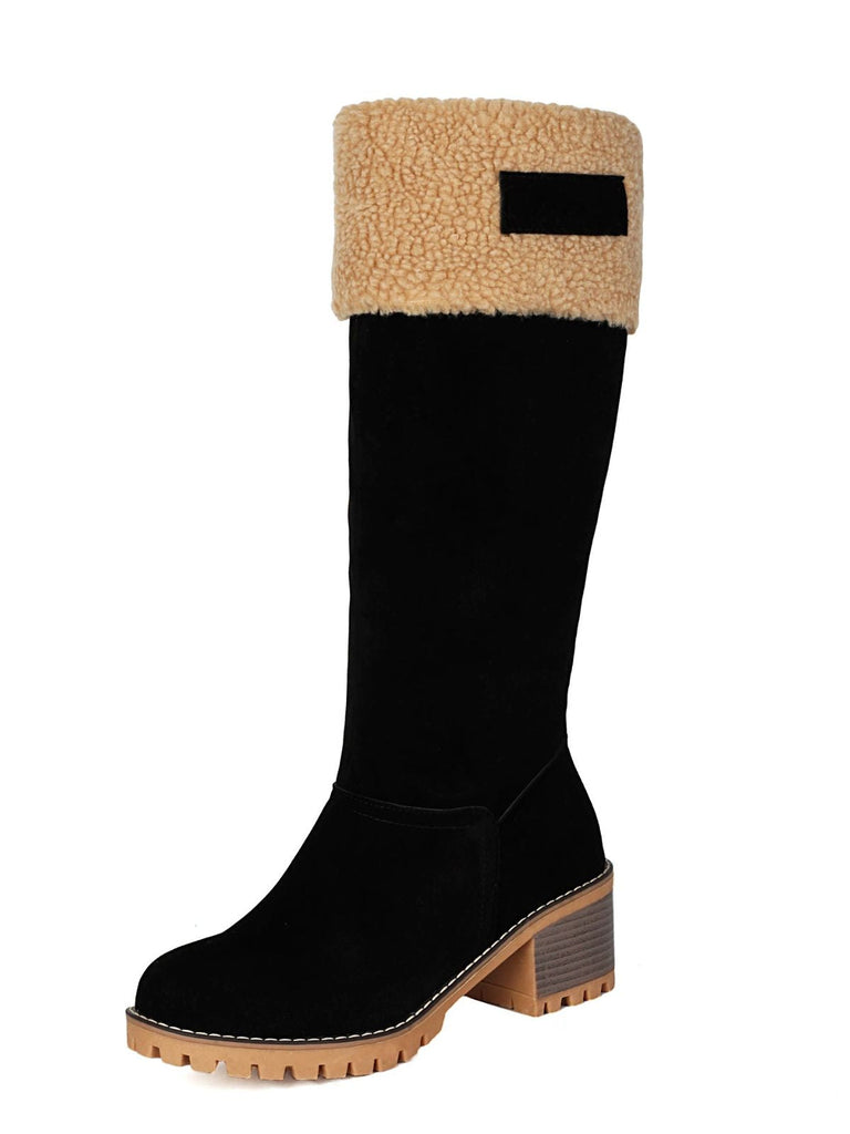Winter Faux Wildleder Blockabsatz Schneestiefel
