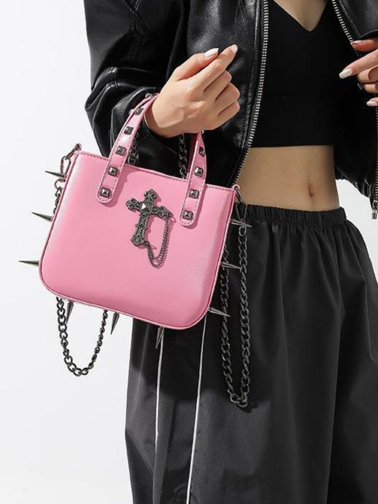 Gothic PU Leder Punk Nieten Handtasche