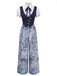[Vorverkauf] Blaues 30er Jumpsuit im Dreiteiler-Look mit Blumendruck