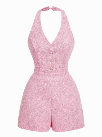 1960er Halter Perle Taste Solide Romper