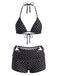 50er Bikini & Shorts mit Polka-Dots und Neckholder