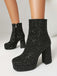 Gold Funkeln Platform Klobigem Absatz Stiefeletten