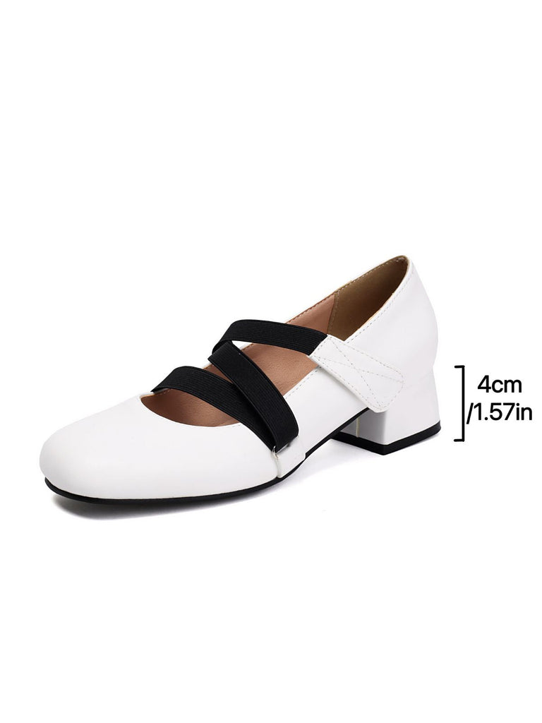 Ballett-Inspiriert Bungee Leder Klobigem Absatz Schuhe