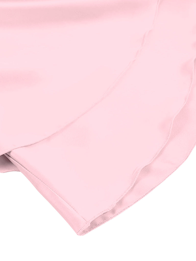 1960er Solide Satin Zurück Schnürung Mini Kleid