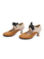 Vintage Farbblock Schnürung Kitten Heel Schuhe
