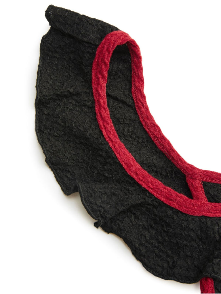 Schwarz 1930er V-Ausschnitt Rüschen Stricken Meerjungfrauenkleid