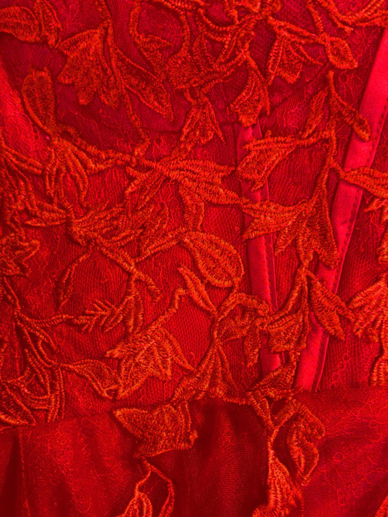 Rosa 1930er Spaghetti Träger Spitze Tüll Maxi Kleid