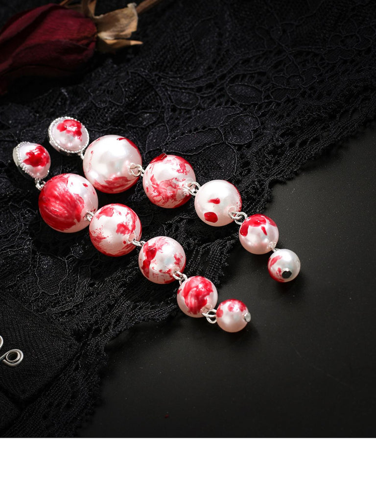 Gothic Blut Perle Quaste Ohrringe