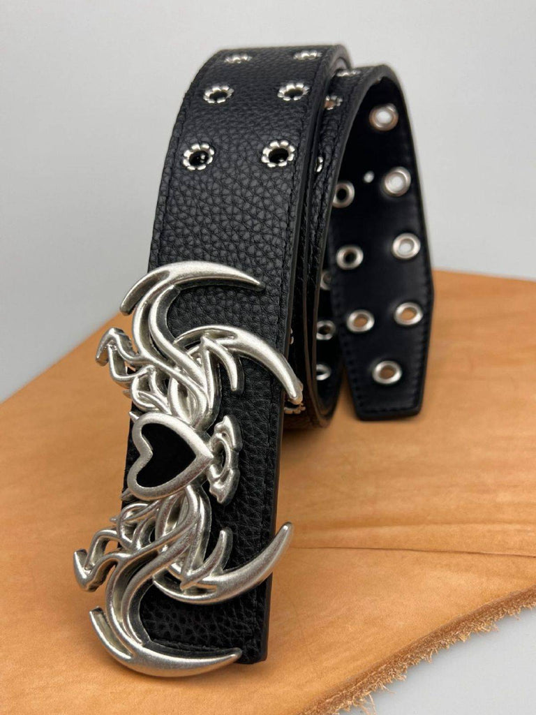 Vintage Herz Flügel-Ösenschnalle Punk Gürtel