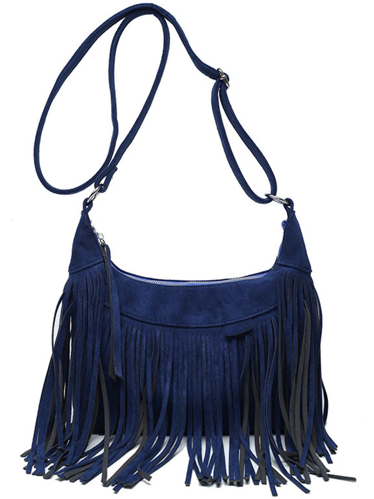 Vintage Boho Quaste Suede Umhängetasche