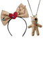 Khakifarbenes Voodoo-Puppen-Set mit Schleifen-Haarreif und Halskette