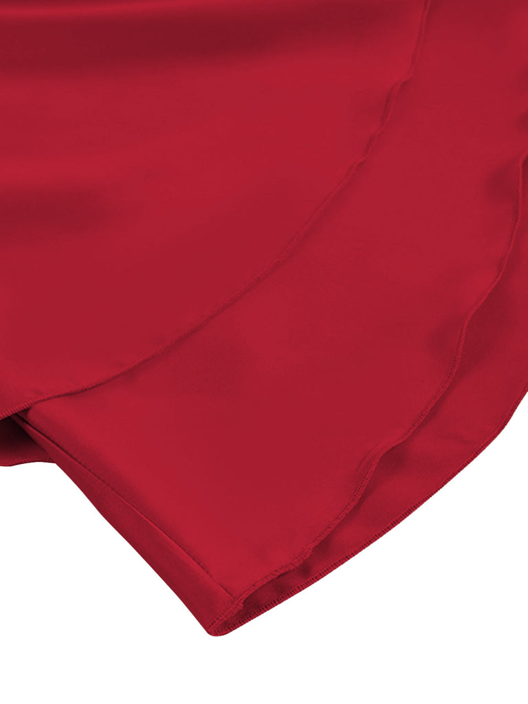 1960er Solide Satin Zurück Schnürung Mini Kleid