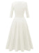 1940er Solide Passform Bogen 3/4 Ärmel Swing Kleid