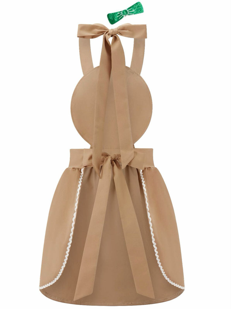 Braun 1940er Lebkuchenmann Lutscher Bogen Apron Kleid