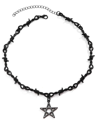 Schwarz Gothic Pentagramm-Anhänger Halskette