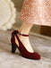 Vintage Bogen Klobige Wildleder Hohem Absatz Schuhe