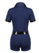 Marineblaues 80er Halloween Polizeikostüm mit Romper
