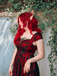 Weinrotes 1950er Totenkopf Netz Swing Kleid
