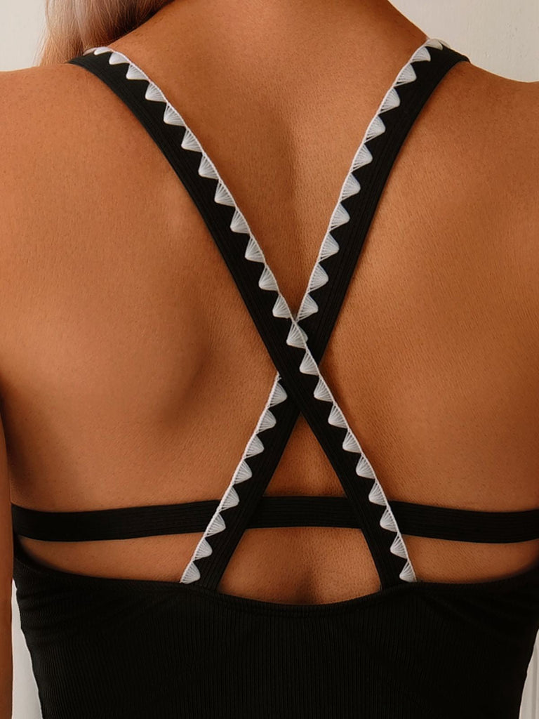 2PCS Schwarz 1960er Weiße Gezackte Kanten Badeanzug & Sheer Cover-Up