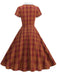 1950er Peter Pan Kragen Plaid Swing Kleid