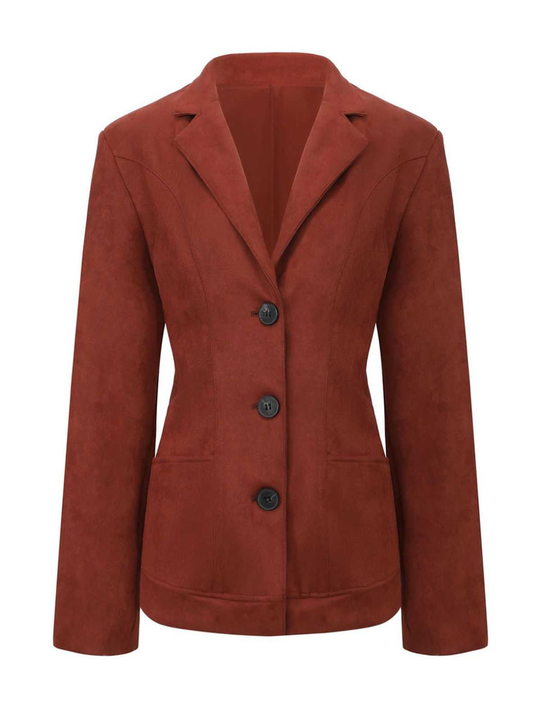 Braun 1940er Revers Wildleder Tasche Blazer