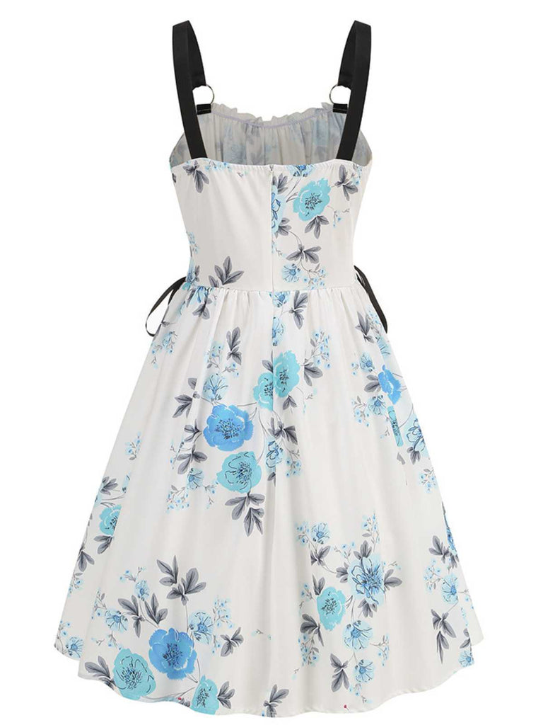 [Vorverkauf] 1950er Träger Blumen Schmetterlinge Schnürung Korsett Kleid