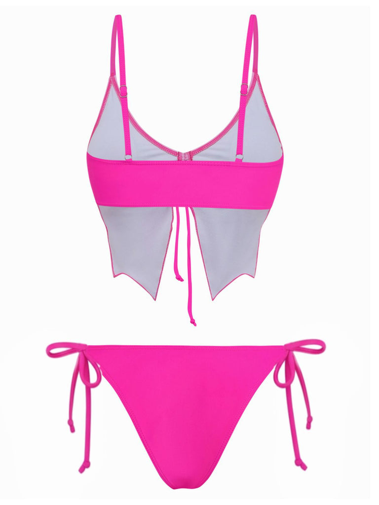 1970er Schmetterling Spaghetti Träger Schnürung Bikini Set