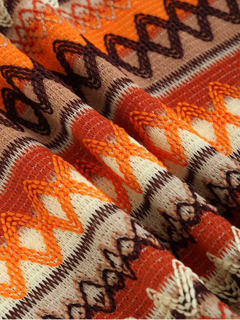 Multicolor 1970er Zickzack-Strick Mini Rock