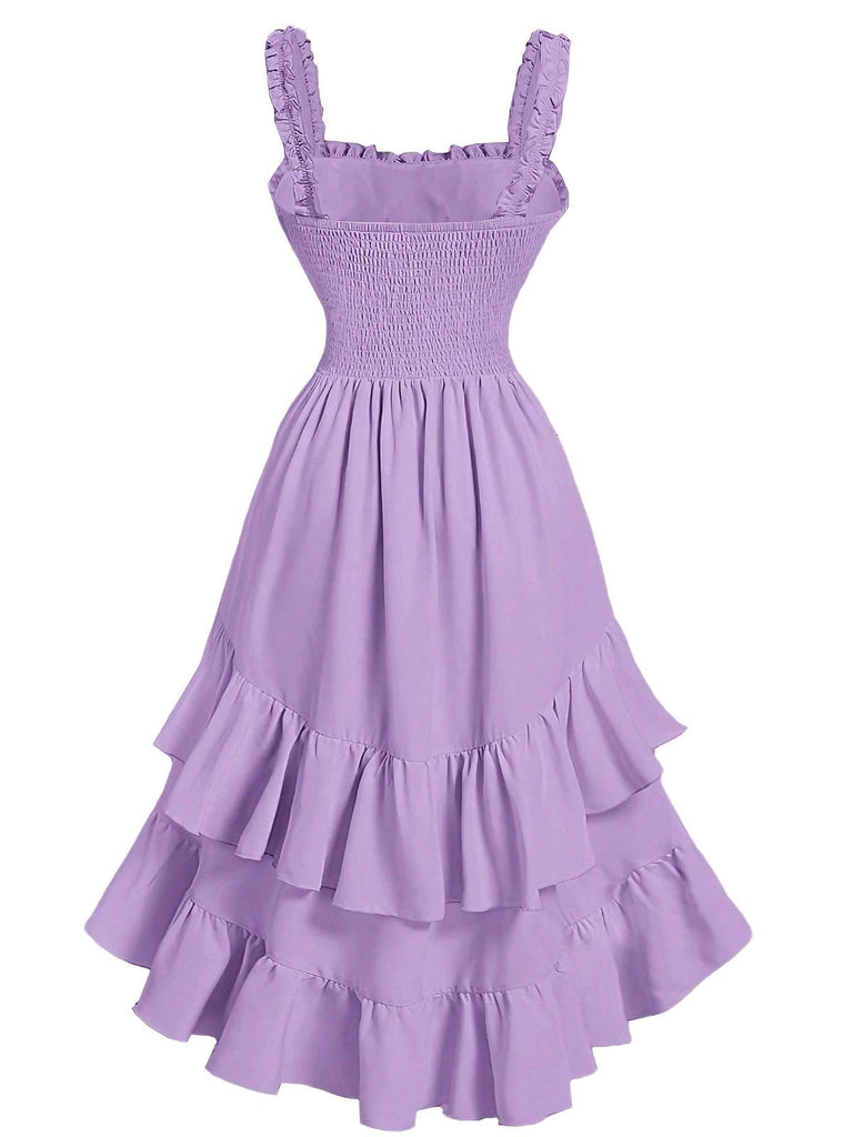 [Vorverkauf] 1950er Träger Gerafft Gestuft Rüschen Saum Kleid