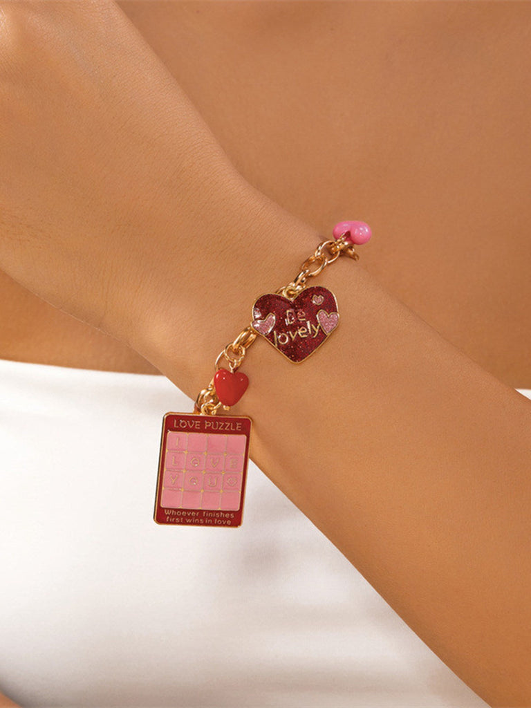 Valentinstag Herz Rose Liebe Anhänger Armband