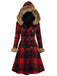 1940er Plaid Toggle Kunstpelzbesatz Hooded Mantel