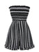 [Vorverkauf] Schwarz 1970er Boho Streifen Bandeau Gesmokt Romper