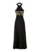 Gold 1930er Pailletten Patchwork Halter Rückenfrei Abend Kleid