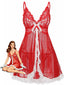 Rot 1960er Spitze Slip Nachthemd Set